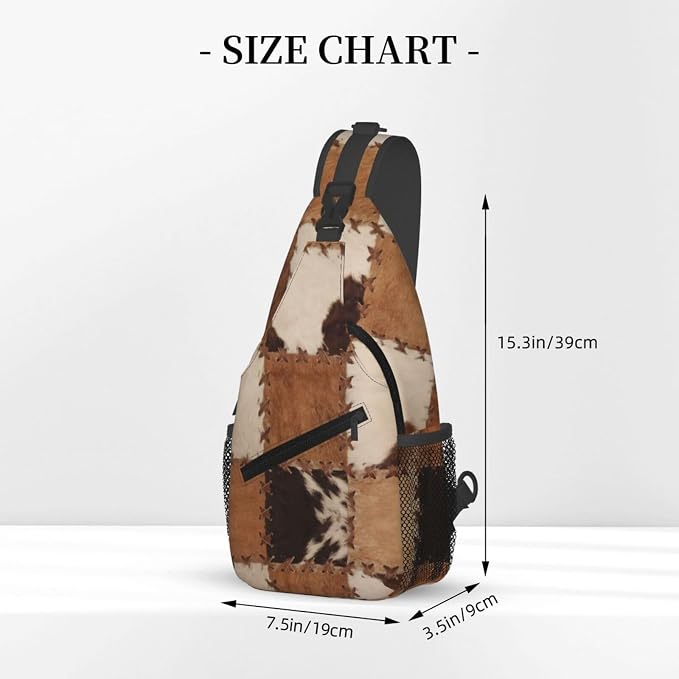 Cow Print Crossbody Sling Bags for Women Men Abstract Leather Texture Closeup - Image 2