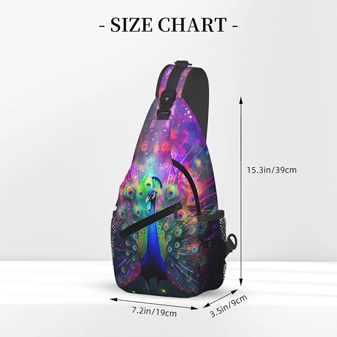 Beautiful Peacock Sling Bag For Women Men Fashion Backpack Crossbody Peacock - Image 3