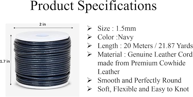 GENIQUE Real/Genuine Round Leather String Cord - Image 3