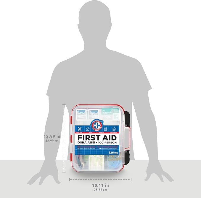 Be Smart Get Prepared First Aid Kit Hard Red Case 326 Pieces Exceeds OSHA and - Image 6