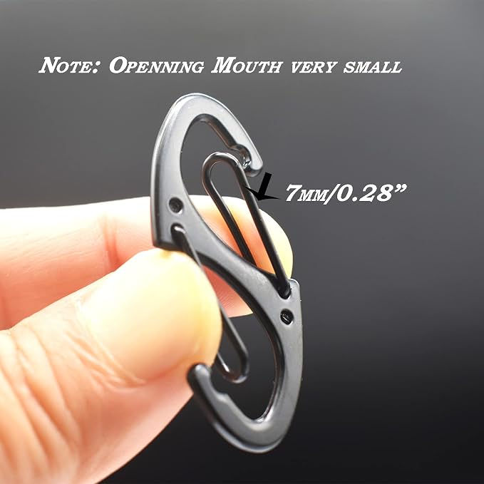 Small Carabiner Clips 1.6 inch Metal Double Sided Spring Gate Snap Hooks - Image 2