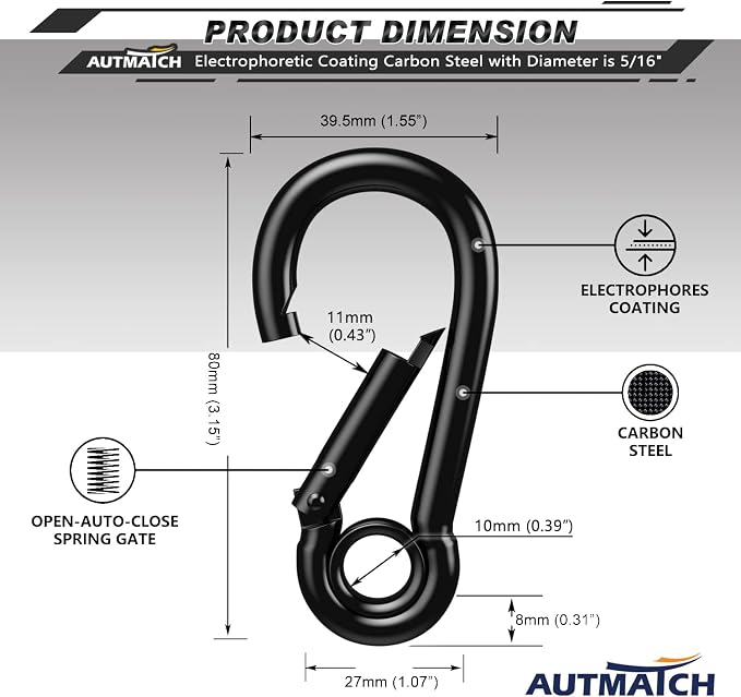 AUTMATCH Carabiner Clips, 4 Pack - Image 4