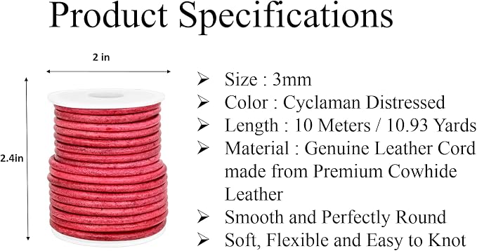GENIQUE Real/Genuine Round Leather String Cord - Image 3