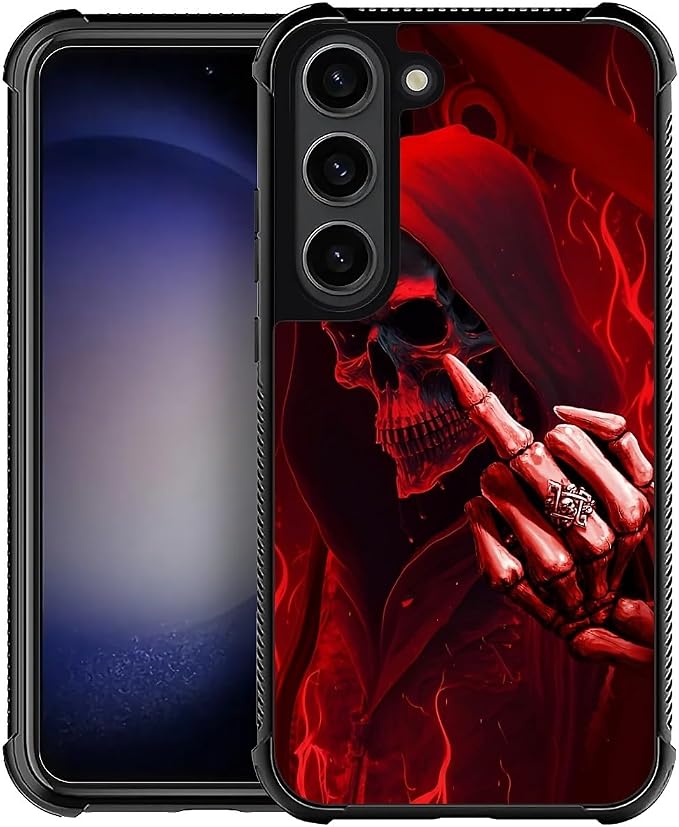 for Samsung Galaxy S23 Case, Gestures Funny Skull Pattern Graphic Design Girl by FKBRCL4U