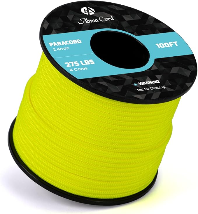 Abma Cord 2.4mm Paracord 275 100ft Nylon Rope 4 Strands Tactical Parachute Cord by Abma+Cord