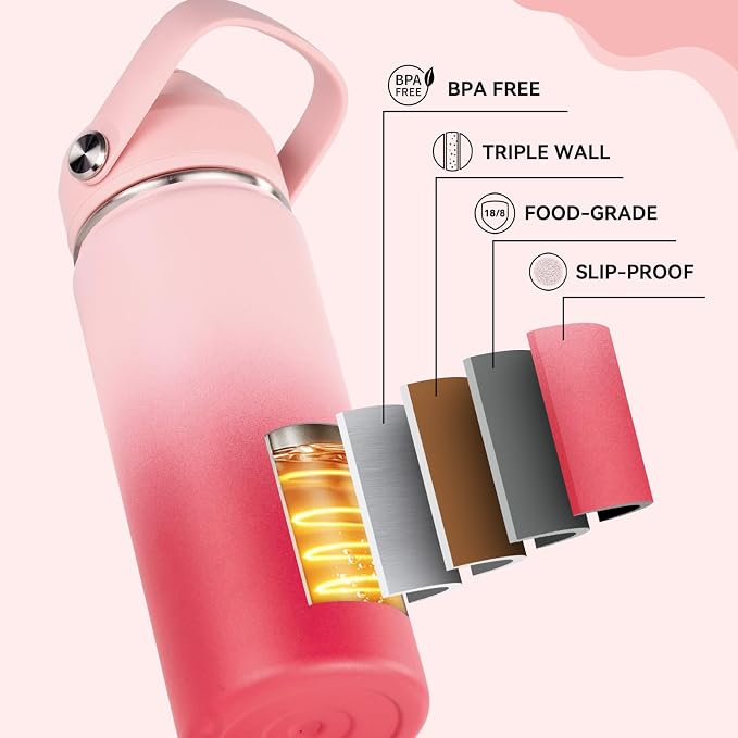 Fijinhom 24oz Insulated Stainless Steel Water Bottle, Wide Mouth Double Wall - Image 4