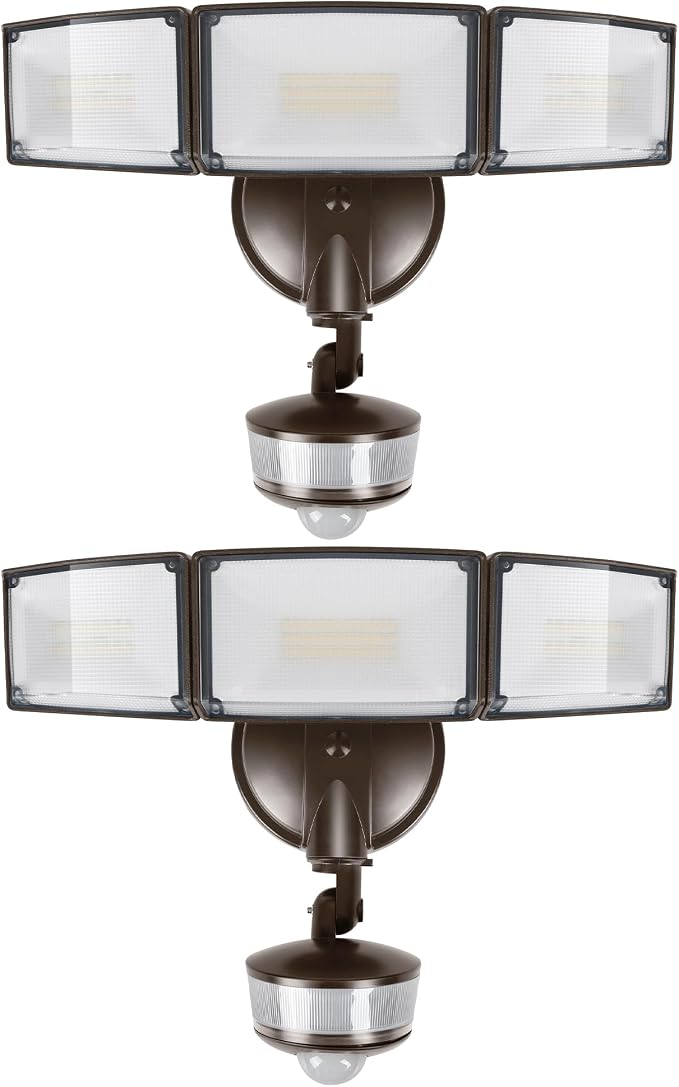 LUTEC 2 Pack 74W 8000 Lumen Motion Sensor Outdoor Lights, 5000K Daylight by LUTEC