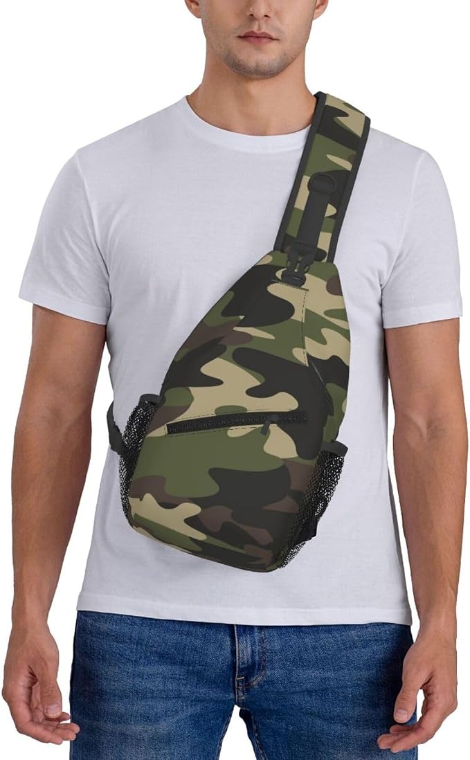 Camo Crossbody Sling Bags for Women Men Classic Green Brown Colors Camouflage - Image 6