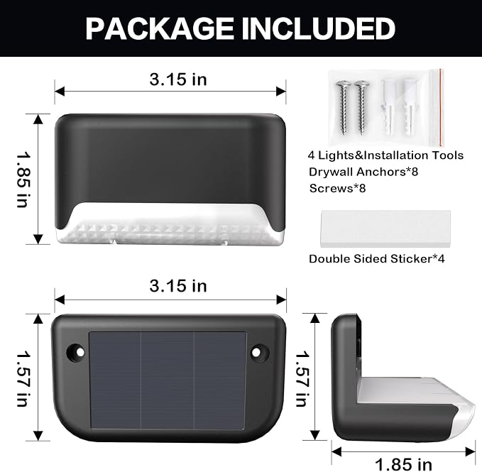 BKBB PPBB Solar Deck Lights Outdoor, Waterproof LED Solar Lights - Image 4