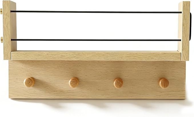 Entrance Coat Rack ，Coat Hooks, Wall-Mounted Wooden Hook Rack, Wall-Mounted - Image 9