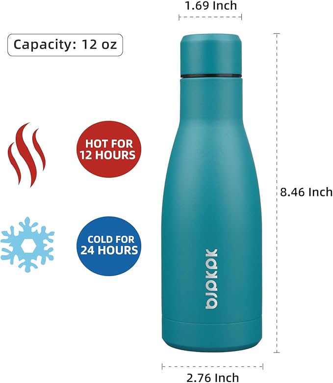 BJPKPK 12oz Water Bottles Stainless Steel Double Wall Vacuum Insulated Small - Image 2