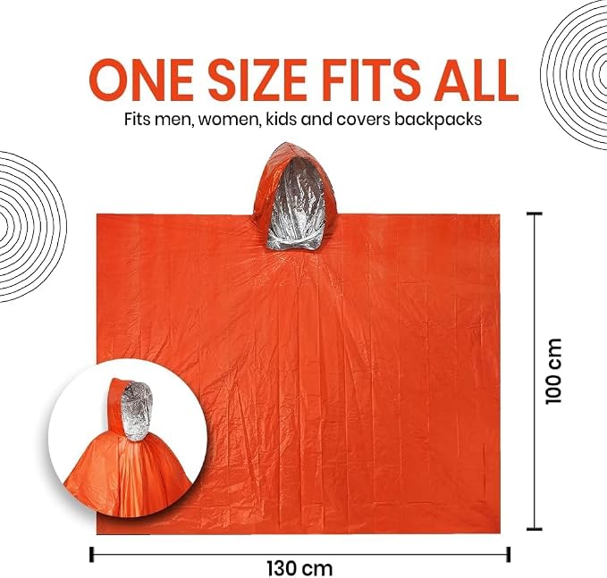 Emergency Survival Poncho Thermal Mylar Foil Coating Blanket - Image 4