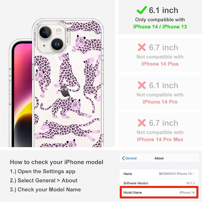 MOSNOVO for iPhone 13/14 Case | Military Grade 6.6ft Drop Tested | Clear - Image 2