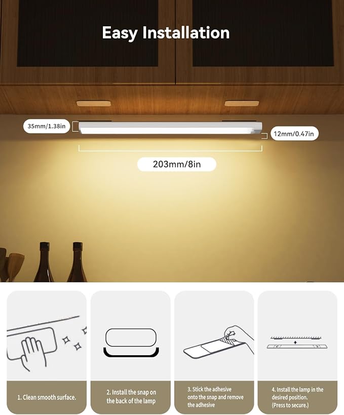 Under Cabinet Lighting Wireless, 3 Packs Rechargeable Motion Sensor Light - Image 6