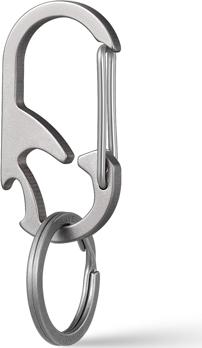 TISUR Titanium Carabiner Keychain Clip, Anti-Lost Key Ring Holder, Self-Locking by TISUR
