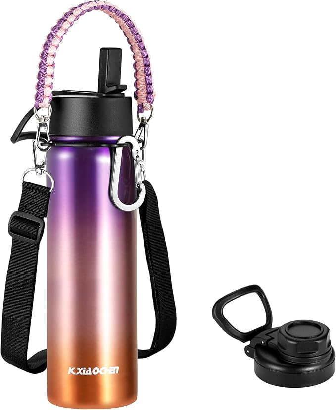 KXIAOCHEN Insulated Water Bottle, Stainless Steel Water Bottle, 2 Lids by KXIAOCHEN