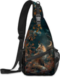 FyLybois Fox Print Sling Bag for Women Lightweight Crossbody Backpack Casual by FyLybois