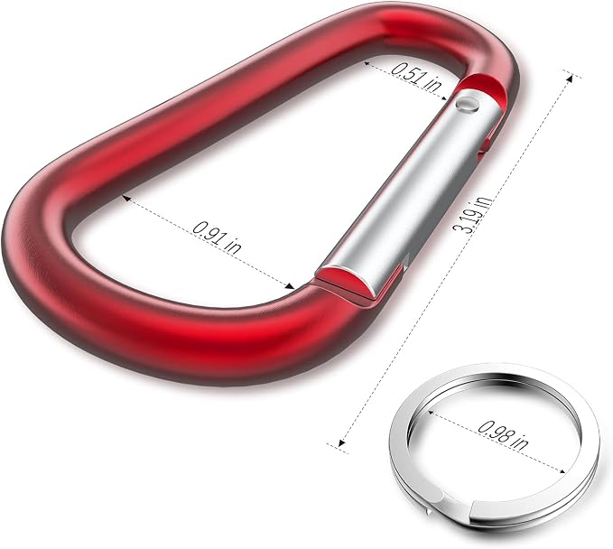 sprookber 3" Aluminum Carabiner D Ring, Caribeener Clips, Spring Snap Hook - Image 2
