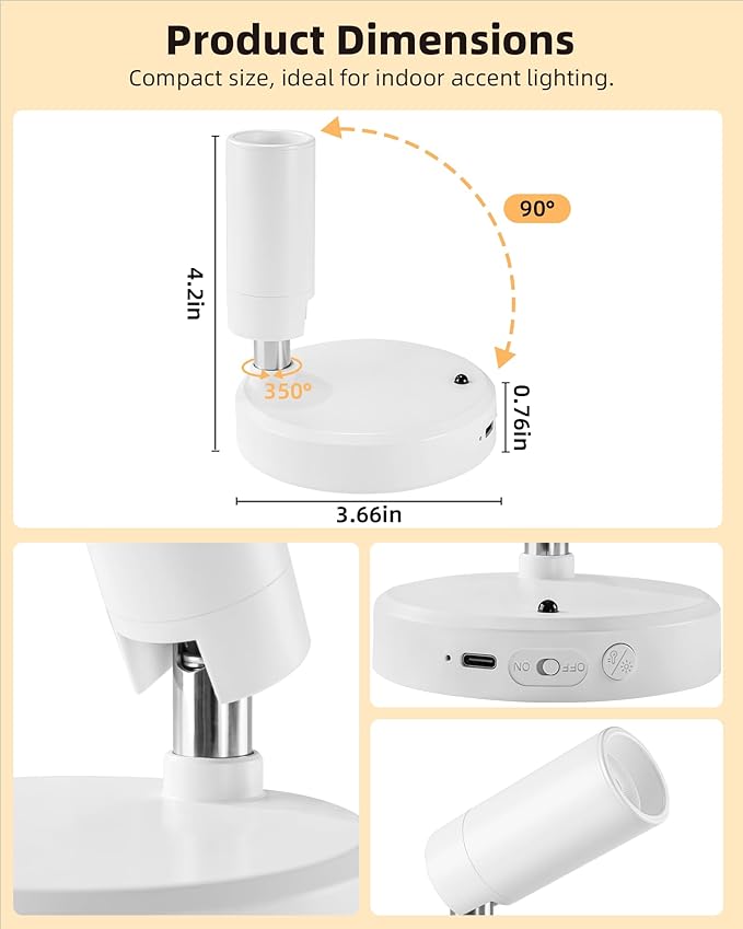 EZVALO Spot Lights Indoor, 5500mAh Rechargeable Plant Spotlights - Image 5