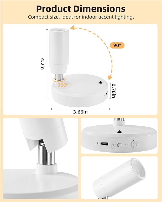EZVALO Spot Lights Indoor, 5500mAh Rechargeable Picture Lights - Image 5