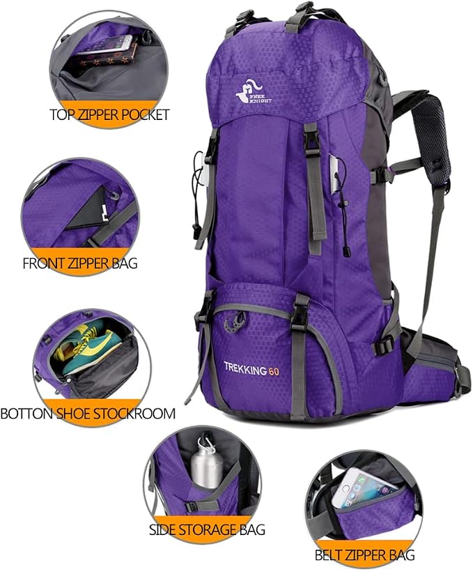 Bseash 60L Waterproof Hiking Camping Backpack - Image 3