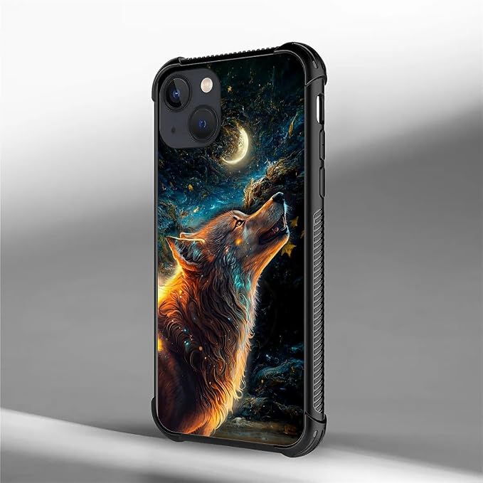 for iPhone 13 Mini Case, Star Cave Hungry Wolf Pattern Graphic Design Girl Boy - Image 7