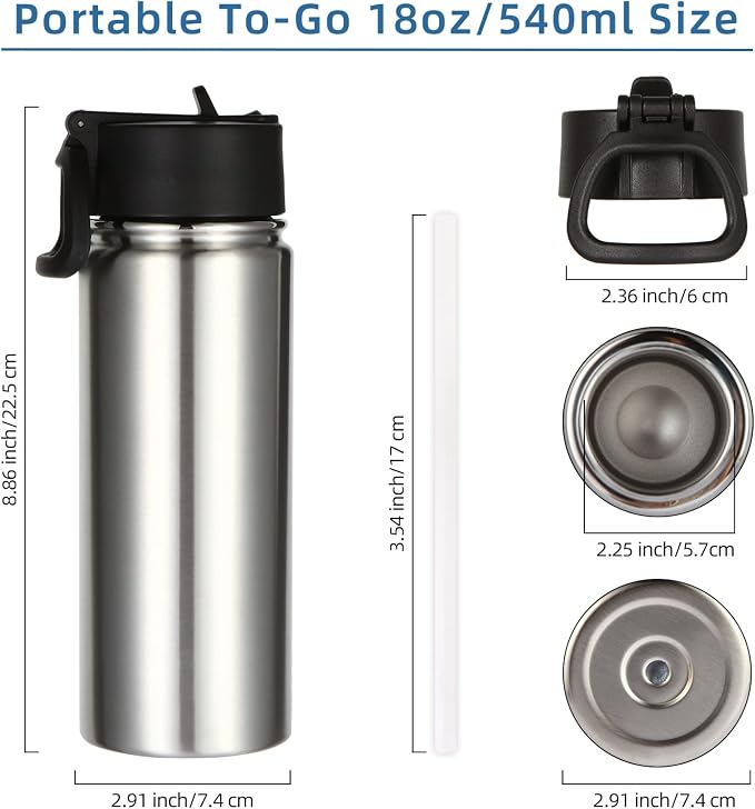 Volhoply 18oz Insulated Water Bottle Bulk 4 Pack, Kids Stainless Steel Water - Image 4