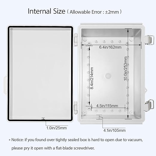 LeMotech Electrical Box, IP67 Waterproof Hinged Cover Stainless Steel Latch - Image 5