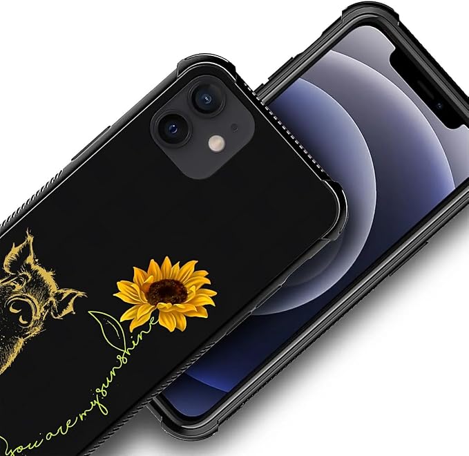 for iPhone 12 Mini Case, Pig Sunflower Yellow Sunshine Pattern Made of Soft - Image 2