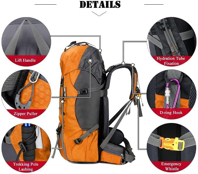 Bseash 60L Waterproof Hiking Camping Backpack - Image 4