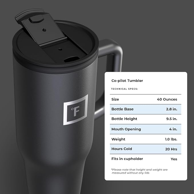 IRON °FLASK Co-Pilot Insulated Mug w/Straw & Flip Cap Lids - Image 9