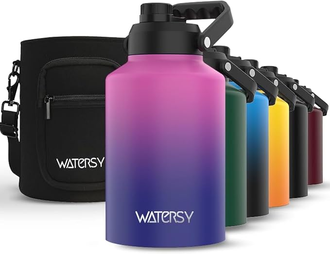 WATERSY 1 Gallon Water Bottle Insulated, BPA Free&Leak Proof, 128oz Stainless by Watersy