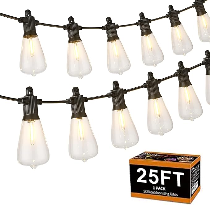 ZOTOYI Outdoor String Lights, 25FT Waterproof Patio Lights by ZOTOYI