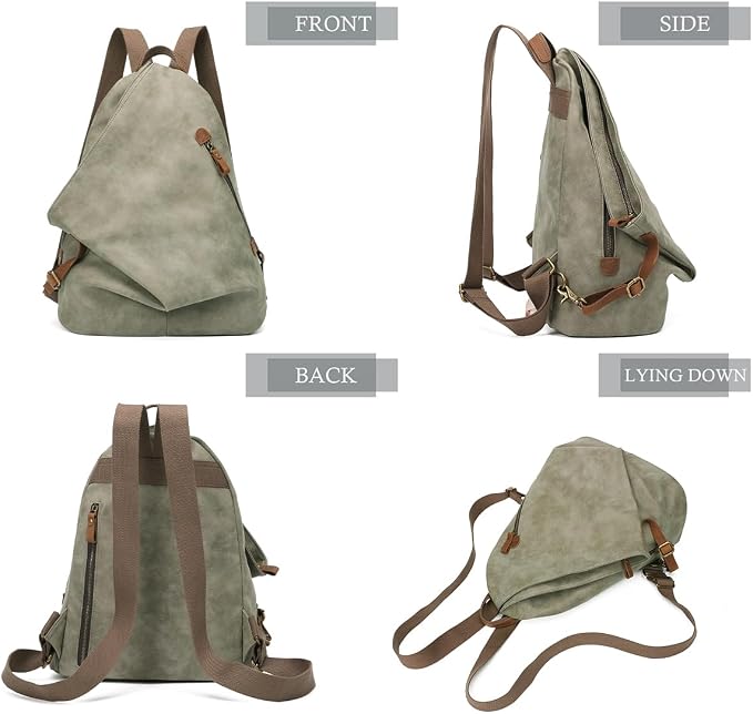 KL928 PU Leather Vintage Backpack – Large Casual Daypack Outdoor Travel - Image 9