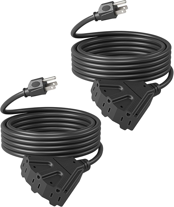 DEWENWILS Extension Cord Multiple Outlet Weatherproof, 15 FT Tri-Tap Cords by DEWENWILS