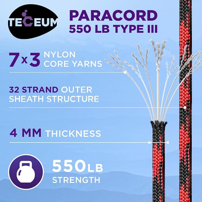 TECEUM Reflective Paracord Rope 1000 – 1000ft/200ft/100ft/50ft – 40+ Colors – - Image 2