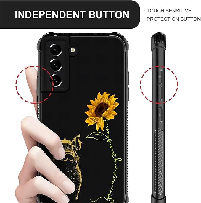 for Samsung Galaxy S21 Case, Pig Sunflower Yellow Sunshine Pattern Graphic - Image 6