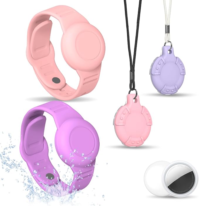 4 Pack for AirTag Bracelet & Air tag Necklace, Soft Silicone Wristband Air Tag by Unknown