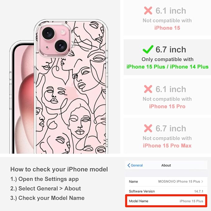 MOSNOVO Case for iPhone 15 Plus/iPhone 14 Plus - Image 2
