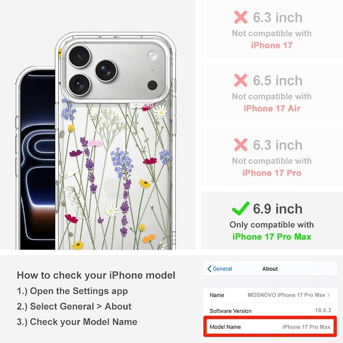 MOSNOVO for iPhone 17 Pro Max Case | Military Grade 6.6ft Drop Tested | Camera - Image 2