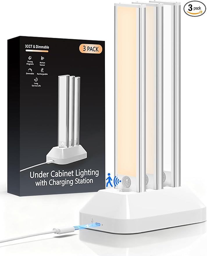 Under Cabinet Lighting with Charging Station, 2000mAh Rechargeable Motion by WelcometoVerRon