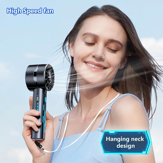 Portable High Speed Mini Handheld Fan, USB Rechargeable Neck Personal Mini Fan - Image 6
