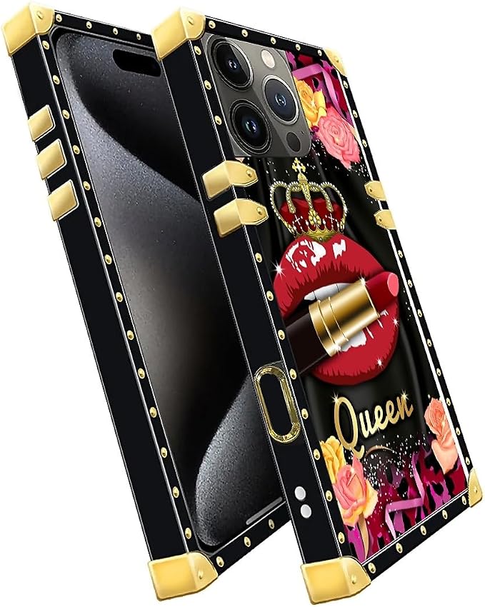 Compatible with iPhone 16 Pro Max Case, Queen Lip Crown Leopard Print Luxury - Image 3