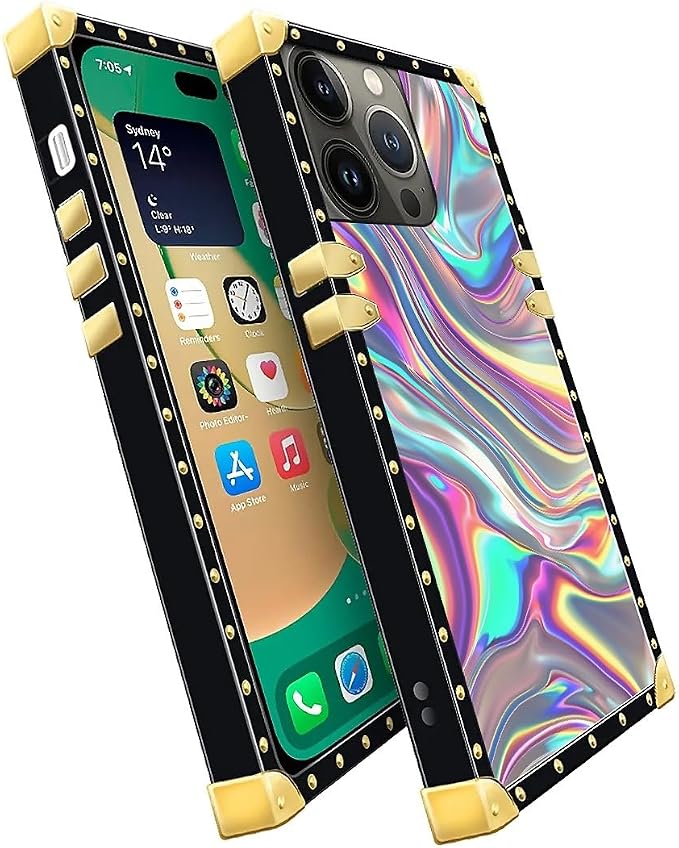 Compatible with iPhone 14 Pro Case, Holographic Abstract Iridescent Textures - Image 3