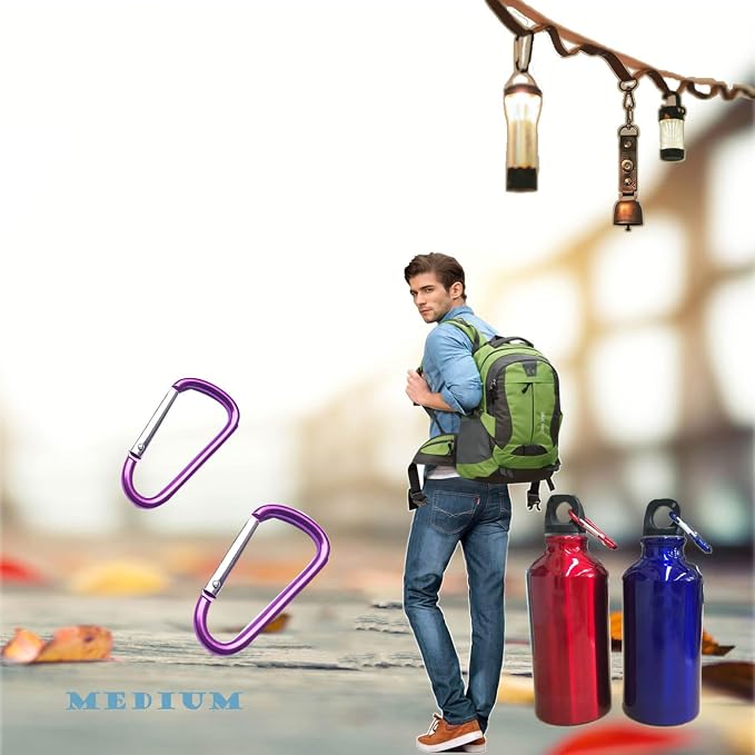 12Pcs Aluminum Carabiner D Ring, Includes Small 1.8" Carbineers, Medium 2.2" D - Image 6