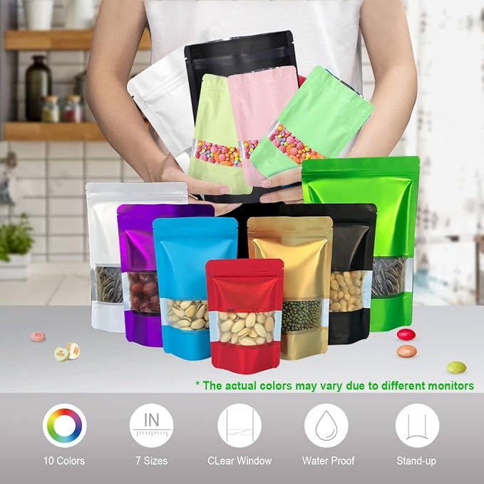 4.7"x7.8" 120pcs Mylar Bags for Food Storage, Smell Proof Bag - Image 6