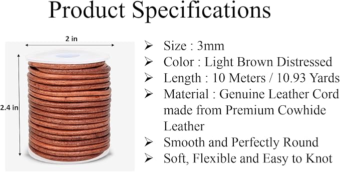 GENIQUE Real/Genuine Round Leather String Cord - Image 3