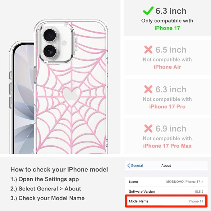 MOSNOVO for iPhone 17 Case, Shockproof Military-Grade Protection 6.6ft Drop - Image 2