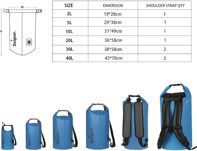 Unigear Dry Bag Waterproof, 2L/5L/10L/20L/30L/40L Floating and Lightweight Bags - Image 2