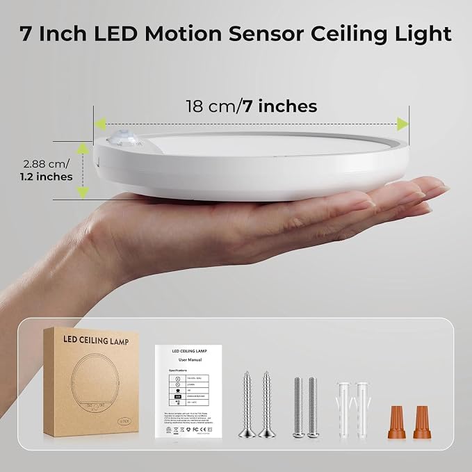 hepside 2 Pack Motion Sensor Ceiling Light Wired, 3000K/4000K/6500K LED Flush - Image 8